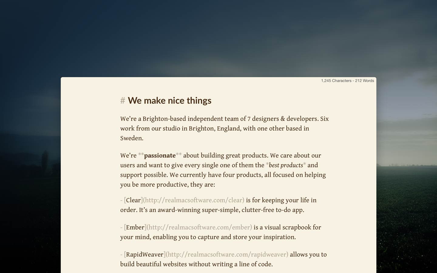 A distraction-free markdown editor that aids your focus